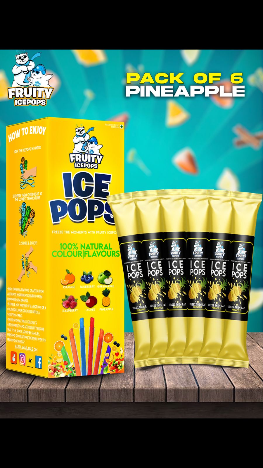 Pineapple Punch Fruity Icepops (Pack Of 12)